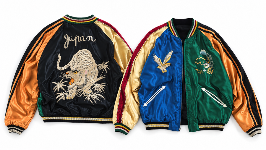 テーラー東洋×ビームスの別注スカジャンが9月26日発売。龍・鷹・虎を、クレイジーパターンに載せる