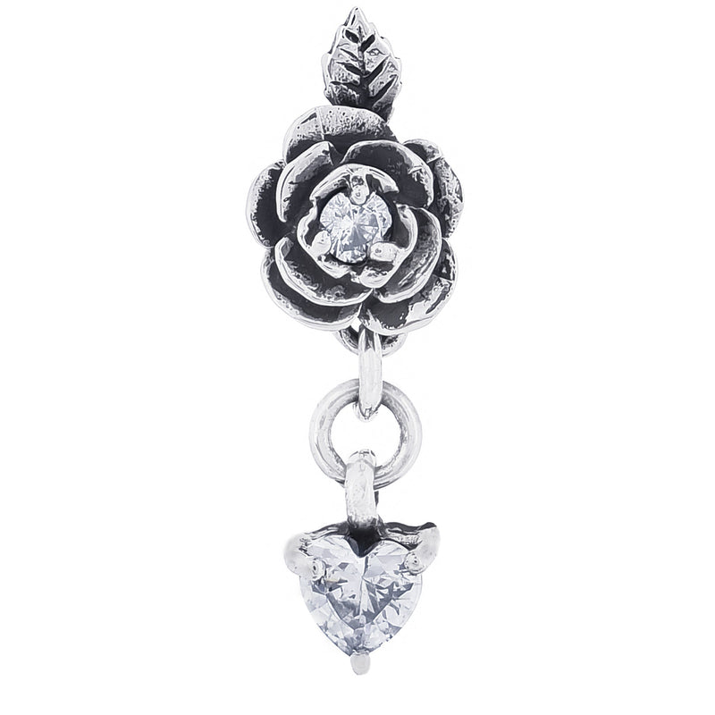 TRUELEMENTS 薔薇ハート ドロップピアス クリアジルコニア