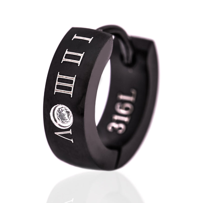 TRUELEMENTS ローマ数字 ブラックフープピアス