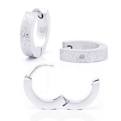 ユニセックス フープピアス 316L シルバー クリアジルコニア 14mm 片耳用 1個売り (TEEST-0033-20SV)