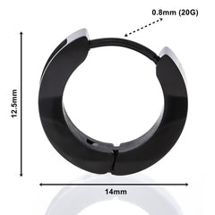 メンズ フープピアス ブラック 2mmブラックジルコニア 片耳用 1個売り (TEEST-0061 BK&BK)