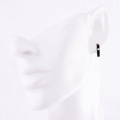 メンズ リングピアス 316L ブラック フープ クリアジルコニア 片耳用 1個売り (TEEST-0033-20BK)