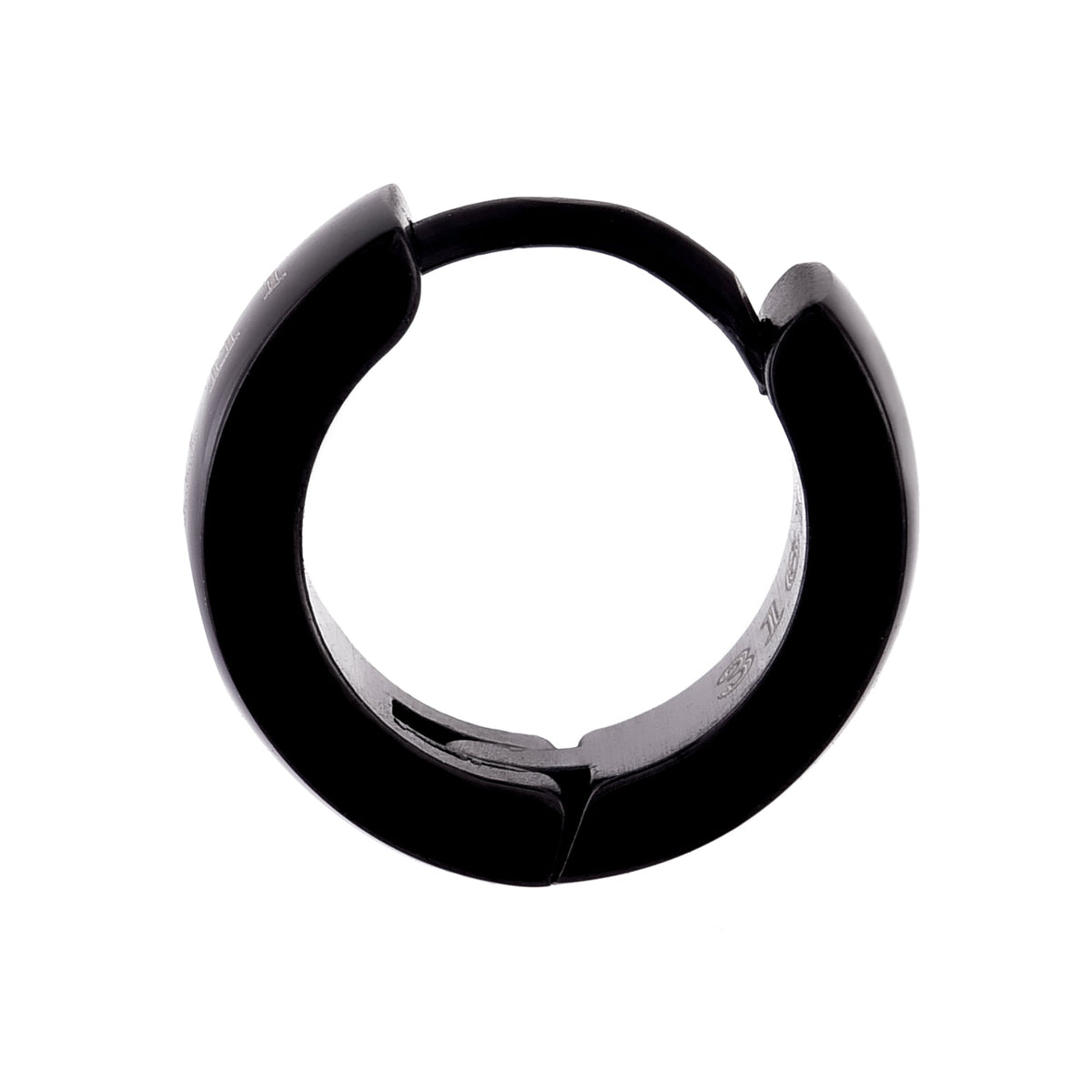 ユニセックス フープピアス 316L ローマ数字 ブラック ジルコニア 片耳用 1個売り (TEEST-0033)
