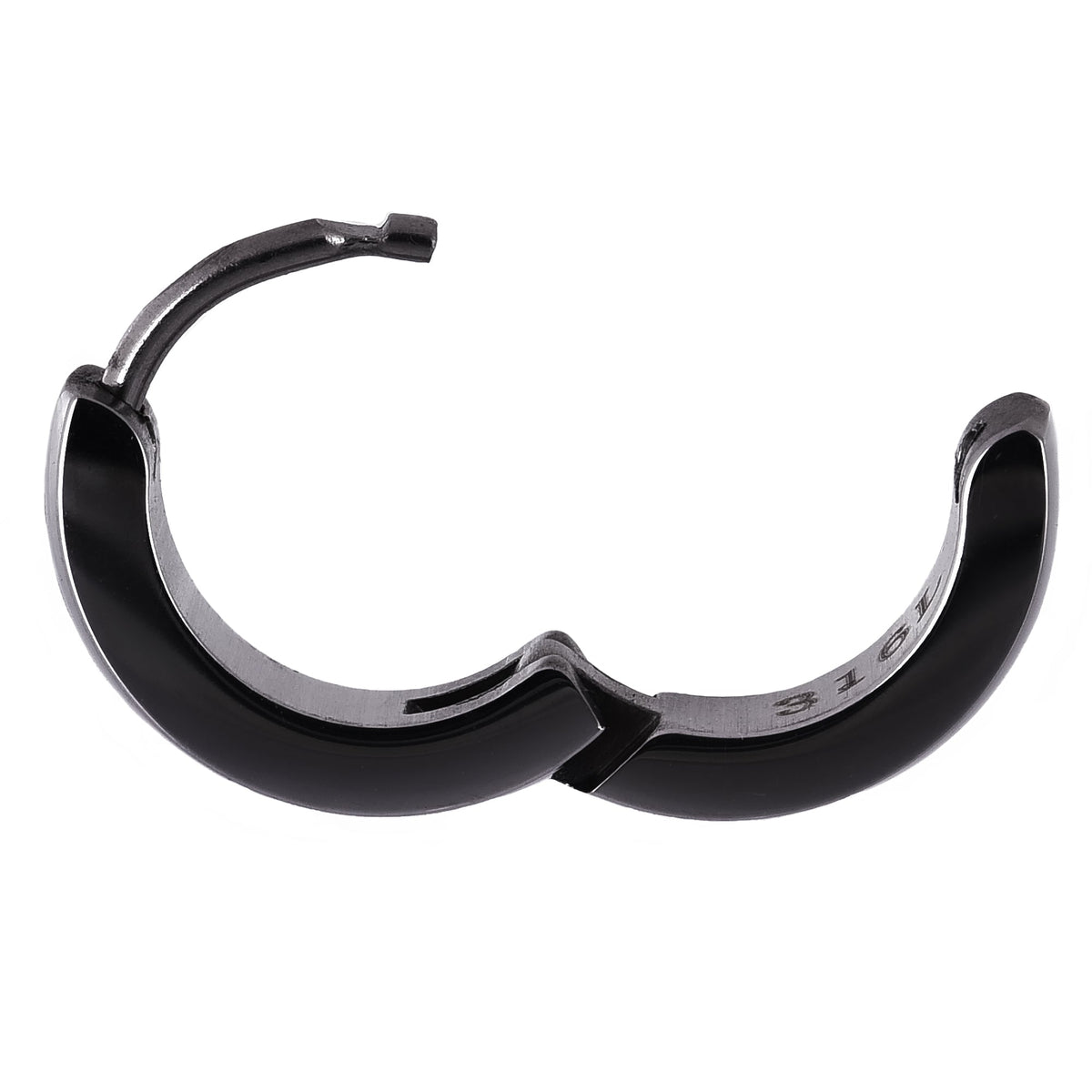ユニセックス フープピアス 316L ローマ数字 ブラック ジルコニア 片耳用 1個売り (TEEST-0033)